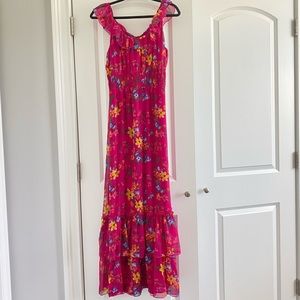 Old Navy vibrant pink floral maxi dress